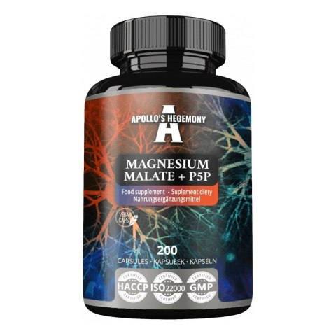 Apollo's Hegemony Magnesium Malate + P5P suplement diety 200 kapsułek Apollo's Hegemony Magnesium Malate + P5P suplement diety 200 kapsułek