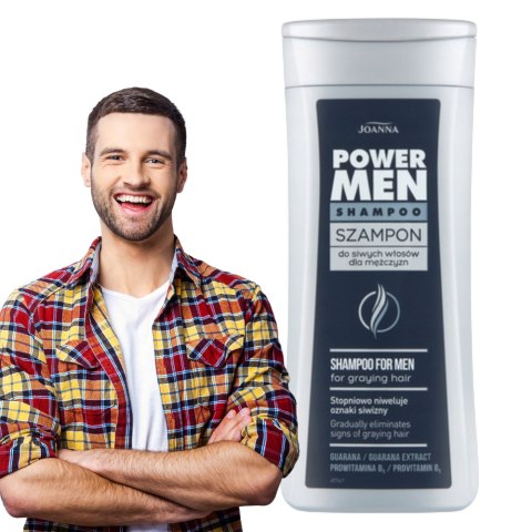 Joanna Power Man Szampon do Siwych Włosów dla Mężczyzn 200ml Joanna Power Man Szampon do Siwych Włosów dla Mężczyzn 200ml