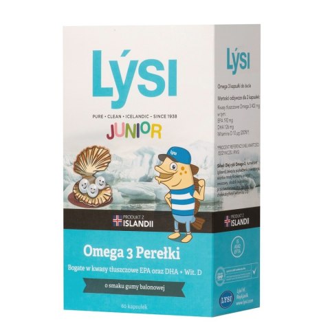 Lysi Junior Omega 3 Perełki suplement diety o smaku gumy balonowej 60 kapsułek Lysi Junior Omega 3 Perełki suplement diety o smaku gumy balonowej 60 kapsułek