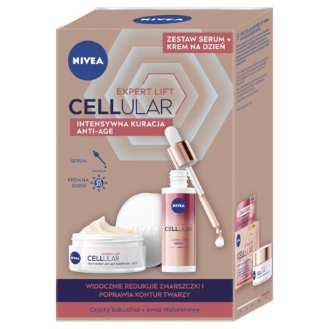 Nivea Cellular Expert Lift zestaw krem anti-age na dzień 50ml + 3-strefowe serum 30ml Nivea Cellular Expert Lift zestaw krem anti-age na dzień 50ml + 3-strefowe serum 30ml