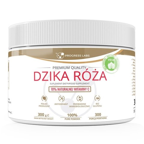 Progress Labs Dzika Róża 70% naturalnej witaminy C suplement diety w proszku 300g Progress Labs Dzika Róża 70% naturalnej witaminy C suplement diety w proszku 300g