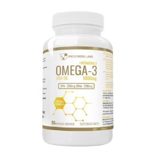 Progress Labs Omega 3 + Witamina E 1000mg No GMO suplement diety 90 kapsułek miękkich