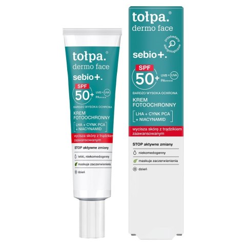 Tołpa Dermo Face Sebio+ krem fotoochronny SPF50+ 40ml Tołpa Dermo Face Sebio+ krem fotoochronny SPF50+ 40ml