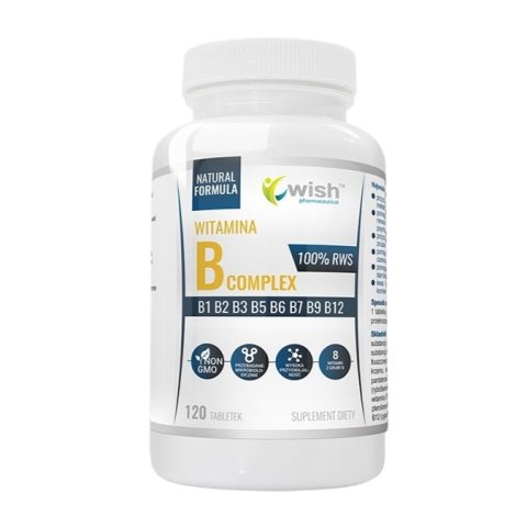 WISH Pharmaceutical Witamina B Complex 8 witamin z grupy B suplement diety 120 tabletek WISH Pharmaceutical Witamina B Complex 8 witamin z grupy B suplement diety 120 tabletek