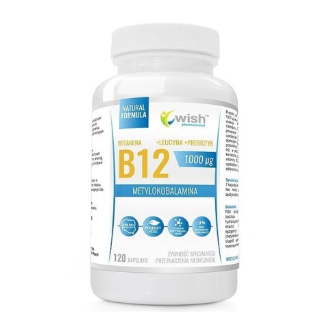 WISH Pharmaceutical Witamina B12 1000mcg + Leucyna + Prebiotyk suplement diety 120 kapsułek WISH Pharmaceutical Witamina B12 1000mcg + Leucyna + Prebiotyk suplement diety 120 kapsułek