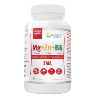 WISH Pharmaceutical ZMA Magnez + Cynk + B6 suplement diety 120 tabletek