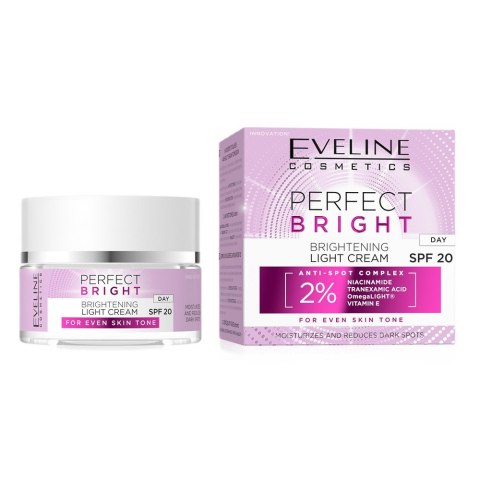 Eveline Cosmetics Perfect Bright rozjaśniający lekki krem na dzień SPF20 50ml Eveline Cosmetics Perfect Bright rozjaśniający lekki krem na dzień SPF20 50ml