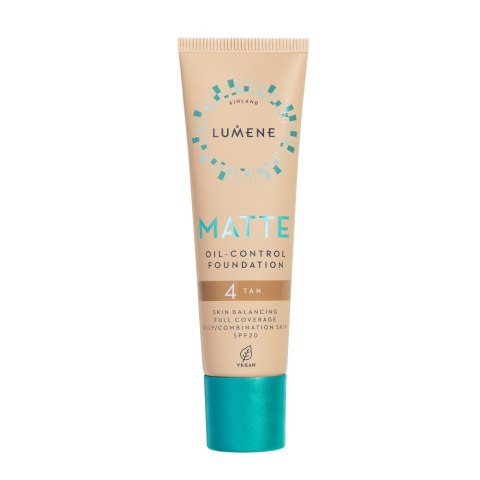 Lumene Matte Oil-Control Foundation SPF20 podkład matujący do twarzy 4 Tan 30ml Lumene Matte Oil-Control Foundation SPF20 podkład matujący do twarzy 4 Tan 30ml