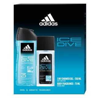 Adidas Ice Dive zestaw dezodorant do ciała 75ml + żel pod prysznic 250ml