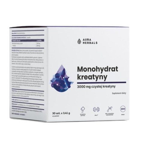 Aura Herbals Kreatyna monohydrat suplement diety w saszetkach 30x3.41g Aura Herbals Kreatyna monohydrat suplement diety w saszetkach 30x3.41g