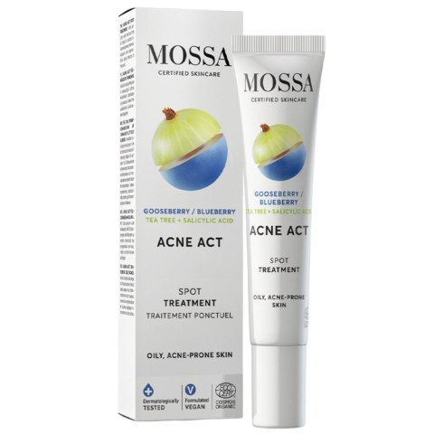 MOSSA Acne Act preparat punktowy na niedoskonałości z agrestem i borówką 15ml MOSSA Acne Act preparat punktowy na niedoskonałości z agrestem i borówką 15ml