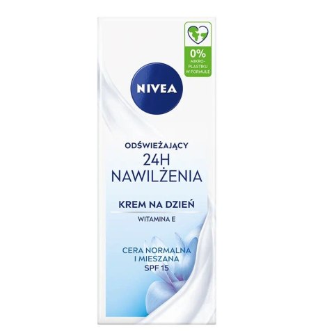 Nivea 24H Nawilżenia odświeżający krem na dzień cera normalna i mieszana SPF15 50ml Nivea 24H Nawilżenia odświeżający krem na dzień cera normalna i mieszana SPF15 50ml