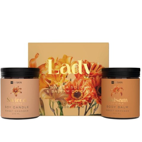 HiSkin Lady Sweet Oranges zestaw świeczka sojowa 200ml + balsam do ciała 200ml HiSkin Lady Sweet Oranges zestaw świeczka sojowa 200ml + balsam do ciała 200ml