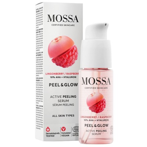 MOSSA Peel & Glow aktywne serum złuszczające na noc z maliną i borówką brusznicą 30ml MOSSA Peel & Glow aktywne serum złuszczające na noc z maliną i borówką brusznicą 30ml