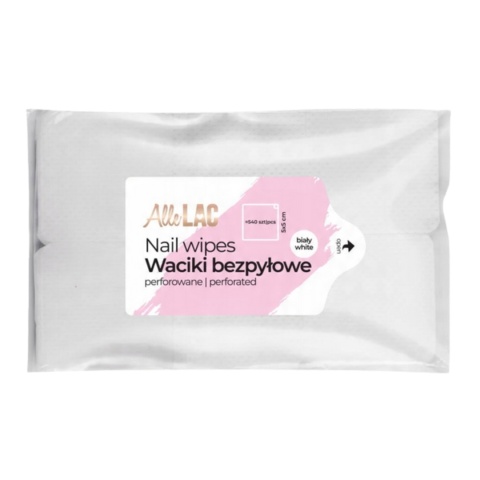AlleLAC Waciki Bezpyłowe Perforowane do Paznokci Białe 5X5cm 540szt