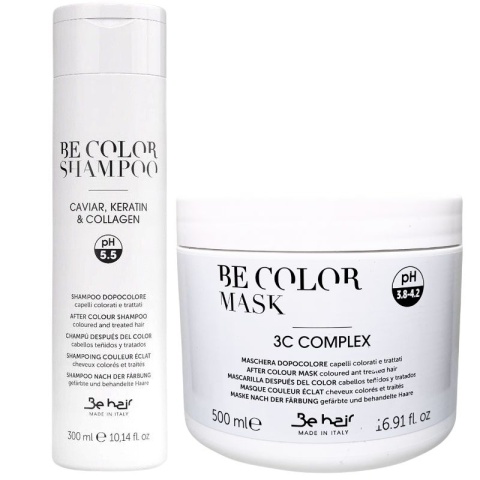 Be Color szampon 300ml + Be Color maska 500ml z keratyną do włosów farbowanych zestaw Be Color szampon 300ml + Be Color maska 500ml z keratyną do włosów farbowanych zestaw
