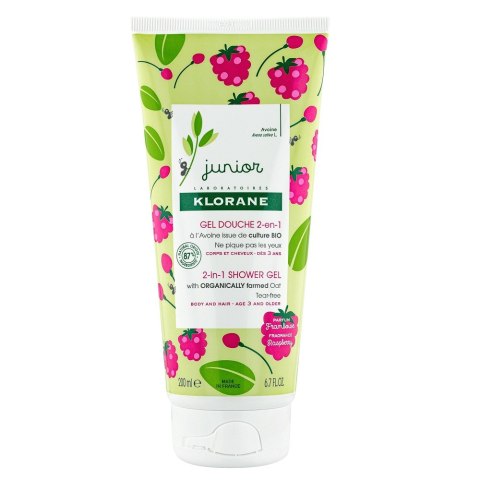 Klorane Junior 2-in-1 Shower Gel żel pod prysznic do ciała i włosów Malina 200ml Klorane Junior 2-in-1 Shower Gel żel pod prysznic do ciała i włosów Malina 200ml
