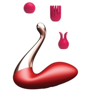 B-Series Magic Swan Massager masażer w kształcie łabędzia z trzema zamiennymi końcówkami Red