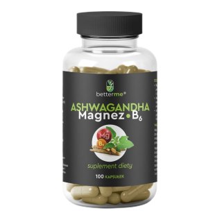 BetterMe Ashwagandha Magnez B6 suplement diety na zmęczenie i stres 100 kapsułek