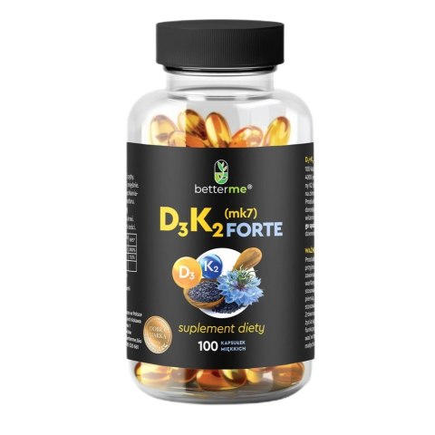 BetterMe D3 K2 MK7 Forte Mocne Kości Odporność Krążenie suplement diety 100 kapsułek
