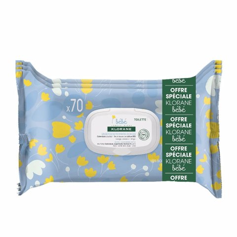 Klorane Bebe Gentle Cleansing Wipes delikatne chusteczki oczyszczające 3x70szt Klorane Bebe Gentle Cleansing Wipes delikatne chusteczki oczyszczające 3x70szt