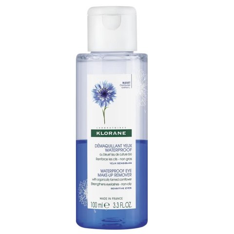 Klorane Waterproof Eye Make-Up Remover płyn do demakijażu wodoodpornego makijażu z chabrem 100ml