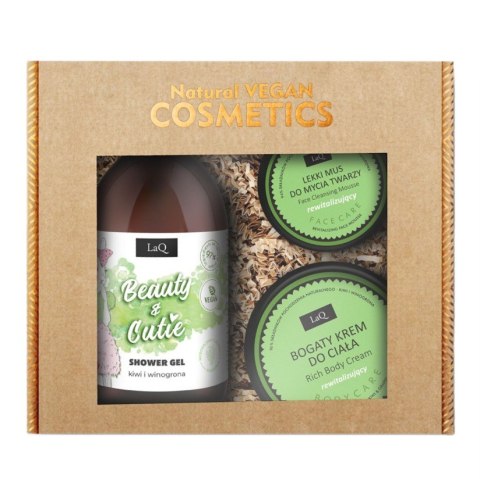 LaQ Beauty & Cutie zestaw żel pod prysznic 500ml + bogaty krem do ciała 200ml + lekki mus do mycia twarzy 40g LaQ Beauty & Cutie zestaw żel pod prysznic 500ml + bogaty krem do ciała 200ml + lekki mus do mycia twarzy 40g