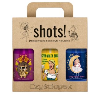 LaQ Shots! Czyściopak zestaw Jeż Anaszpan żel pod prysznic 500ml + Czym Chata Bogata żel pod prysznic 500ml + Gwiezdny Pył żel pod p