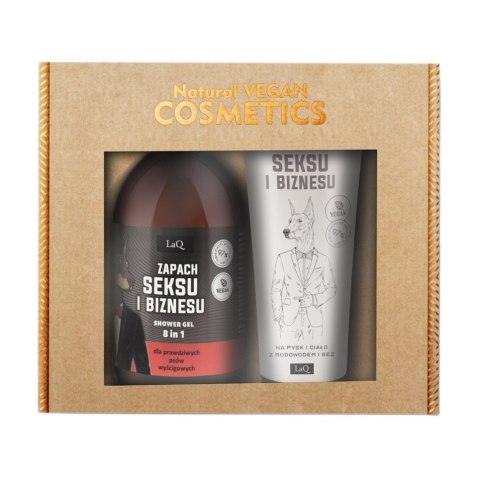 LaQ Zapach Seksu i Biznesu Czarny Mat zestaw żel pod prysznic 500ml + balsam do ciała w tubie 200ml