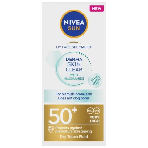 Nivea Derma Skin Clear Daily UV fluid SPF50+ pod makijaż 40ml