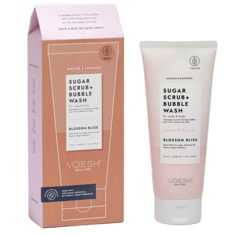 VOESH Sugar Scrub + Bubble Wash cukrowy peeling myjący do ciała i skóry głowy Blossom Bliss 210g