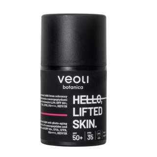 Veoli Botanica Hello Lifted Skin szerokopasmowy lekki krem ochronny przeciw fotostarzeniu z neuropeptydami 0.2% i kwasem ferulowym 0.2% SPF50+ 