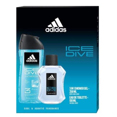Adidas Ice Dive zestaw woda toaletowa spray 100ml + żel pod prysznic 250ml