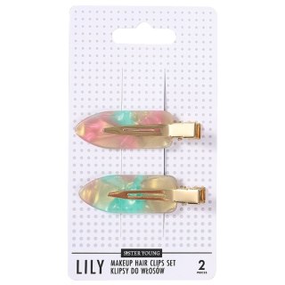 Sister Young Lily klipsy do włosów do makijażu Pink Green 2szt