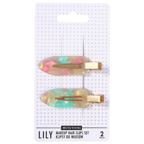 Sister Young Lily klipsy do włosów do makijażu Pink Green 2szt