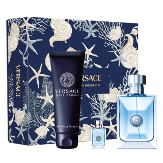 Versace Pour Homme zestaw woda toaletowa spray 100ml + woda toaletowa 5ml + żel pod prysznic 150ml