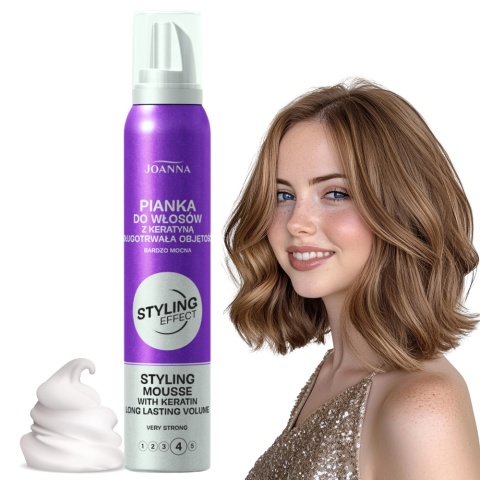 Joanna Styling Effect Mousse Pianka Modelująca do Włosów Strong z Keratyną 150ml
