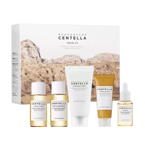 SKIN1004 Madagascar Centella Travel Kit zestaw olejek oczyszczający 30ml + pianka oczyszczająca 20ml + tonik do twarzy 30ml + serum do tw