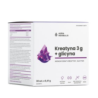 Aura Herbals Kreatyna 3g + Glicyna suplement diety w saszetkach 30x6.41g