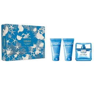Versace Eau Fraiche Pour Homme zestaw woda toaletowa spray 50ml + żel pod prysznic 50ml + balsam po goleniu 50ml