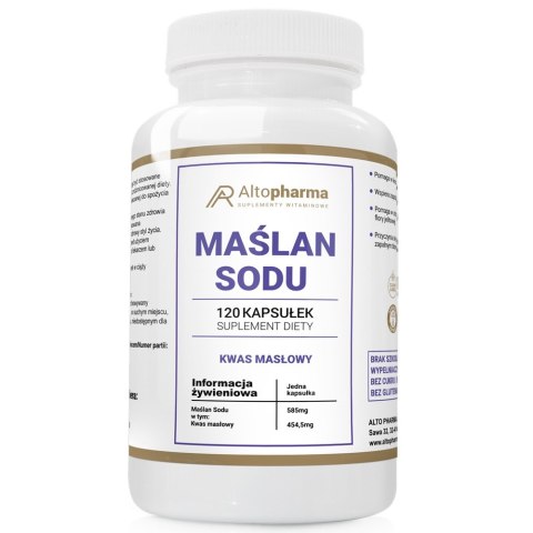 AltoPharma Maślan Sodu 585mg kwas masłowy 454.5mg suplement diety 120 kapsułek