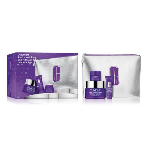 Clinique Outsmart Lines + Wrinkles zestaw przeciwstarzeniowy krem do twarzy i na szyję 50ml + przeciwstarzeniowe serum 10ml + przeciwstar