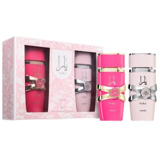 Lattafa 5th Anniversary Edition zestaw Yara woda perfumowana spray 100ml + Yara Candy woda perfumowana spray 100ml