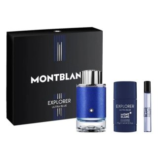 Mont Blanc Explorer Ultra Blue zestaw woda perfumowana spray 100ml + miniatura wody perfumowanej spray 7.5ml + dezodorant sztyft 75ml
