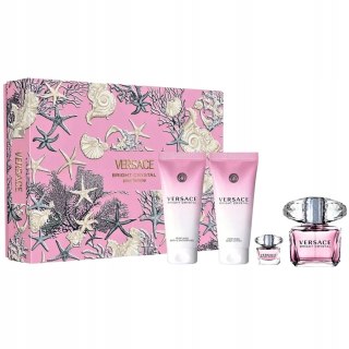 Versace Bright Crystal zestaw woda toaletowa spray 90ml + woda toaletowa 5ml + balsam do ciała 100ml + żel pod prysznic 100ml
