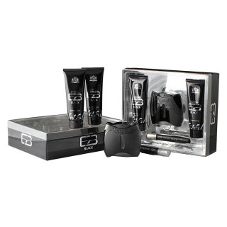 New Brand Extasia Black zestaw woda toaletowa spray 100ml + balsam po goleniu 130ml + żel pod prysznic 130ml + woda toaletowa spray 15ml
