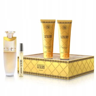 New Brand Luxury For Women zestaw woda perfumowana spray 100ml + balsam do ciała 130ml + żel pod prysznic 130ml + woda perfumowana spray 1