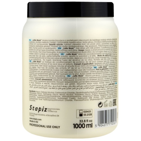Stapiz Basic Salon Latte Maska do Każdego Rodzaju Włosów z Proteinami Mlecznymi 1L