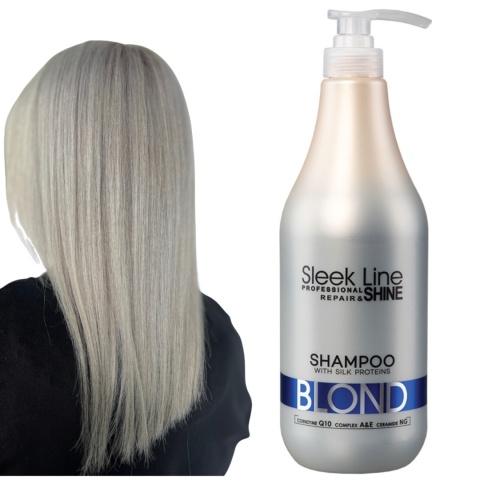 Stapiz Sleek Line Blond Szampon do Włosów Blond, Siwych i Rozjaśnianych z Jedwabiem 1000ml