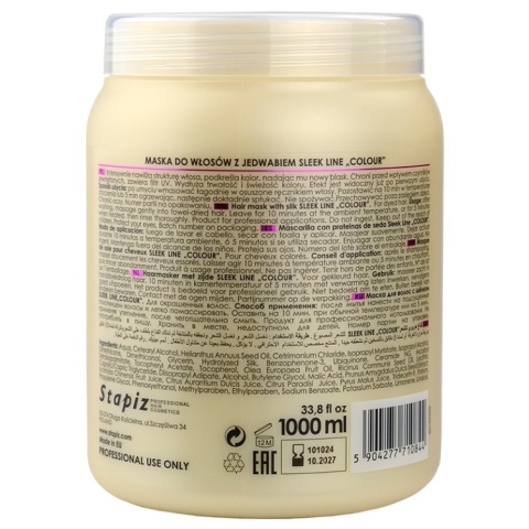 Stapiz Sleek Line Colour Maska do Włosów Farbowanych z Jedwabiem 1000ml